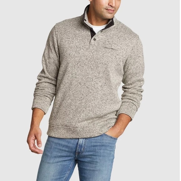 NWT Eddie Bauer Men's Radiator Fleece Snap Mock Pullover Sweater - Picture 1 of 10